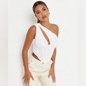 Missguided White One Shoulder Corset Top